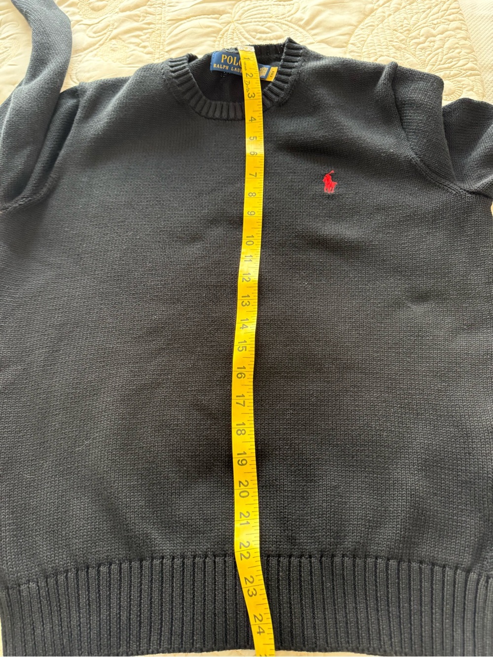 Polo by Ralph Lauren Unisex Black Crewneck Sweater with Red Pony - Picture 8 of 10